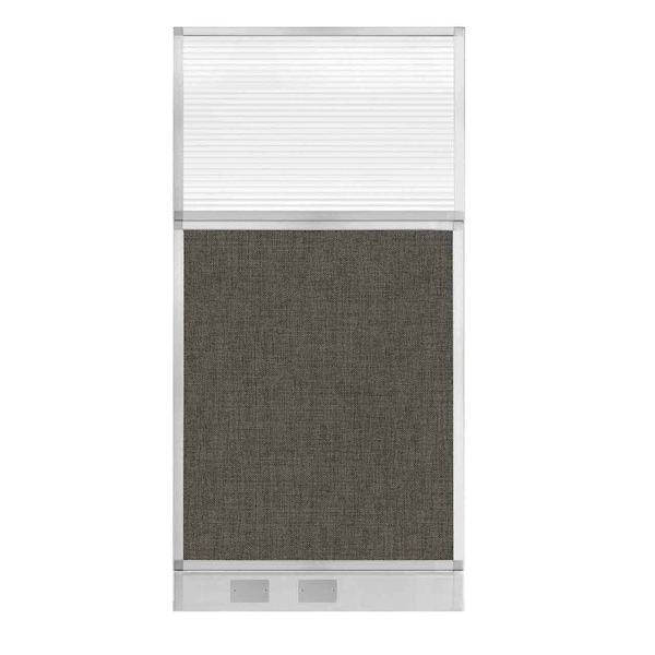 Versare Hush Panel Cubicle Partition 3' x 6' W/ Window Mocha Fabric Clear Fluted Window W/ Cable Channel 1812565-1 - main